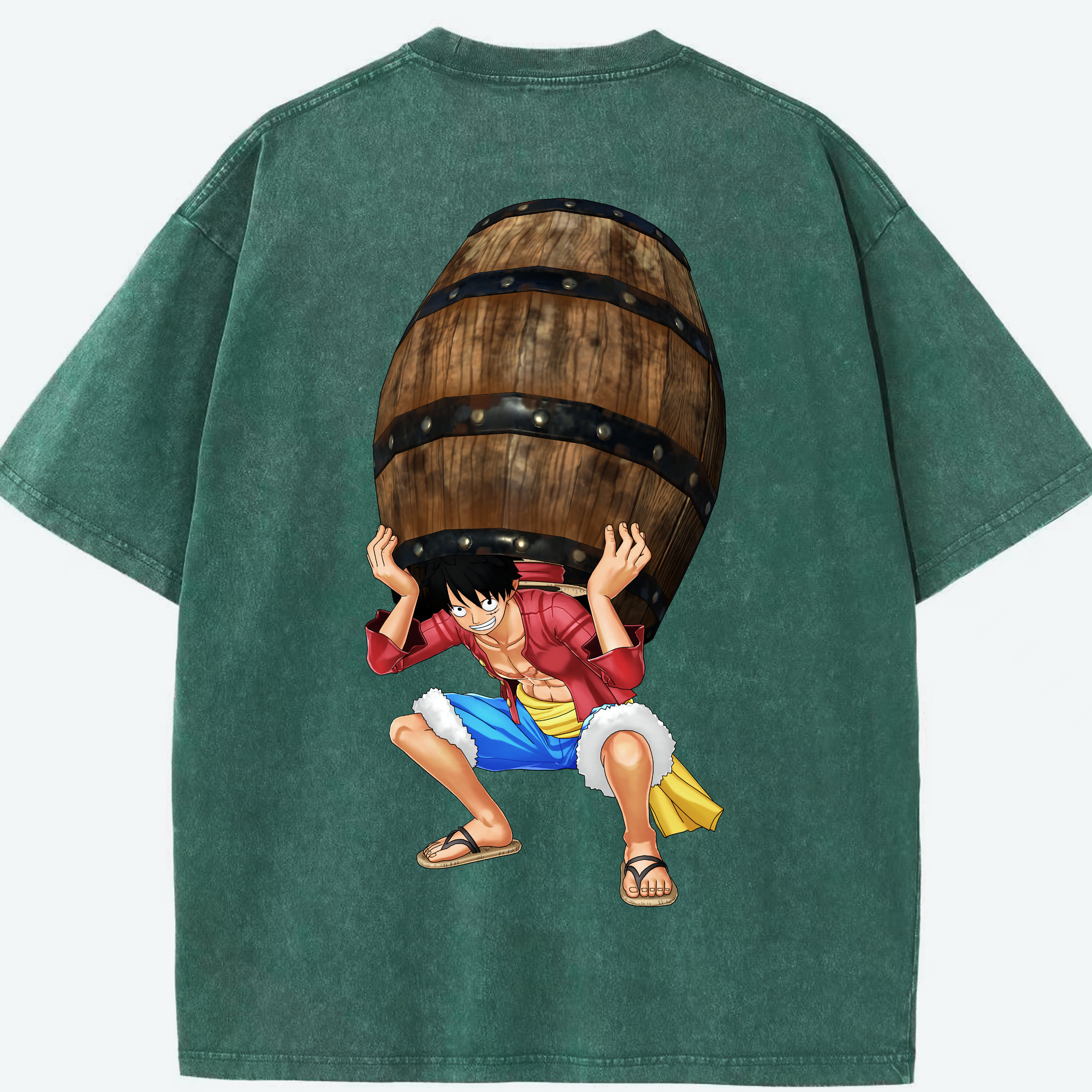 ワンピース モンキー・D・ルフィ ONE PIECE Monkey D. Luffy 綿100% ヴィンテージ風 半袖Tシャツ（背面プリント）